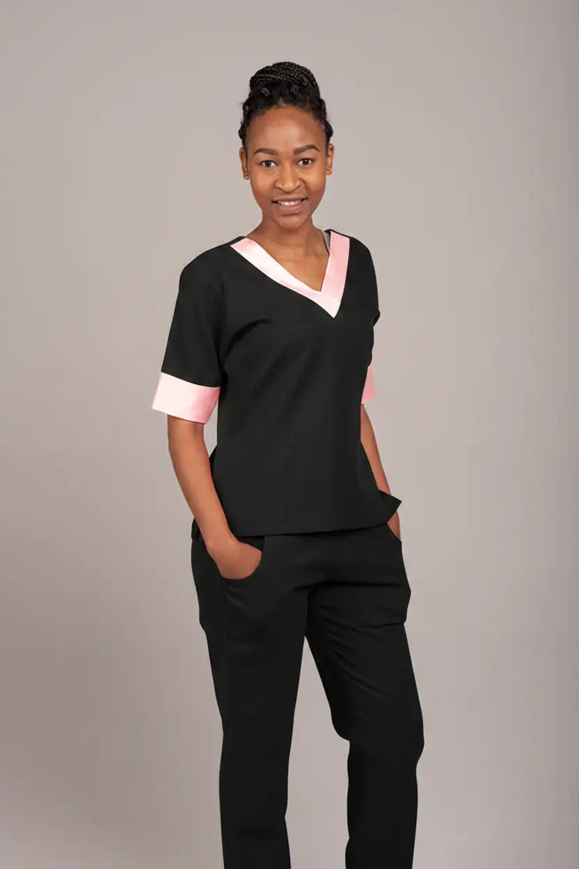 2 piece Suit V-neck Short Sleeve-Zihle Range - XL / Black - Scrubs