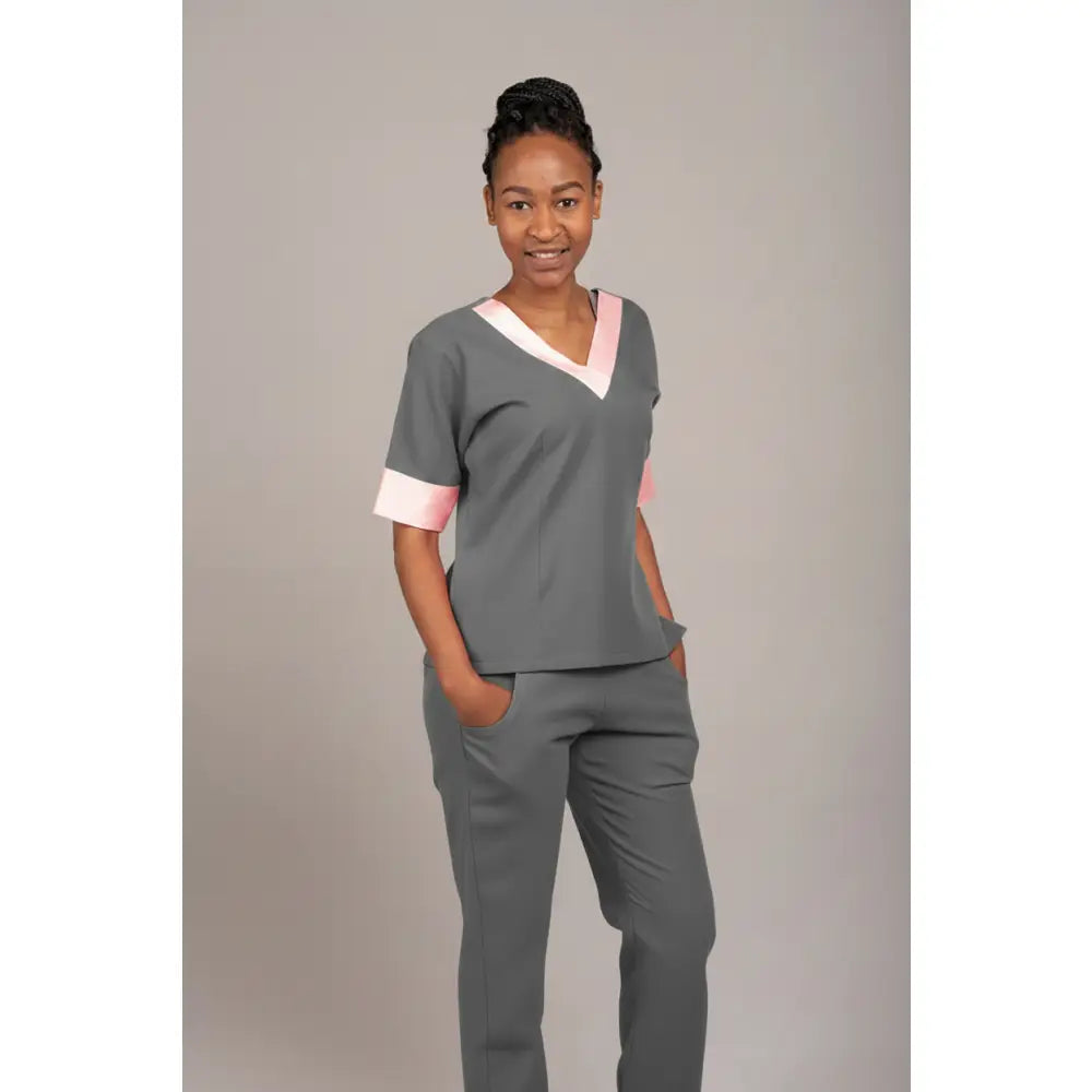 2 piece Suit V-neck Short Sleeve-Zihle Range - XL / Grey - Scrubs