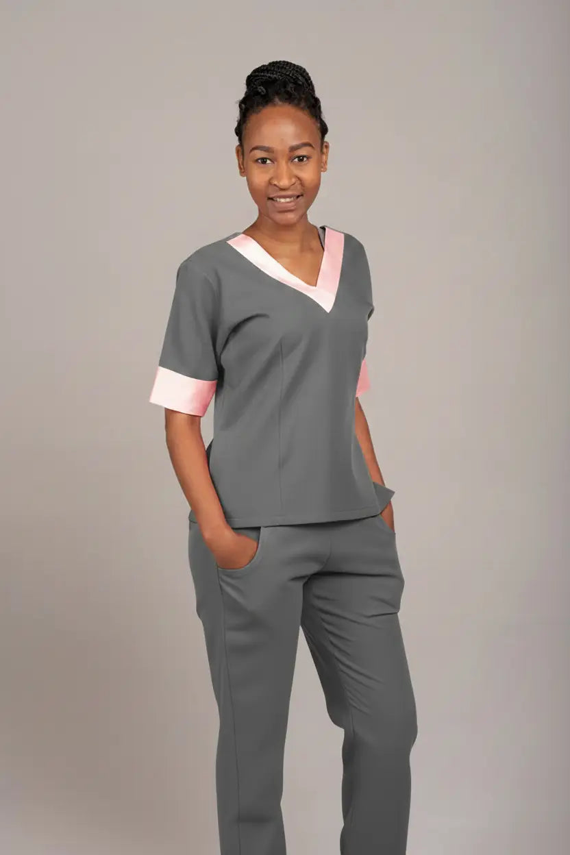 2 piece Suit V-neck Short Sleeve-Zihle Range - XL / Grey - Scrubs