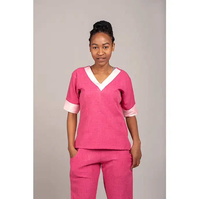 2 piece Suit V-neck Short Sleeve-Zihle Range - XL / Pink - Scrubs