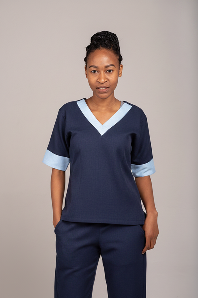 2 piece Suit V-neck Short Sleeve-Zihle Range - XL / Navy blue - Scrubs