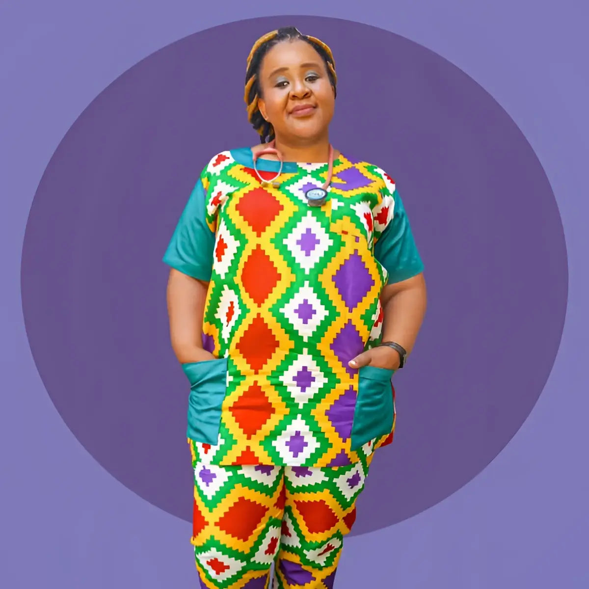 African Print Scrub - Top Only