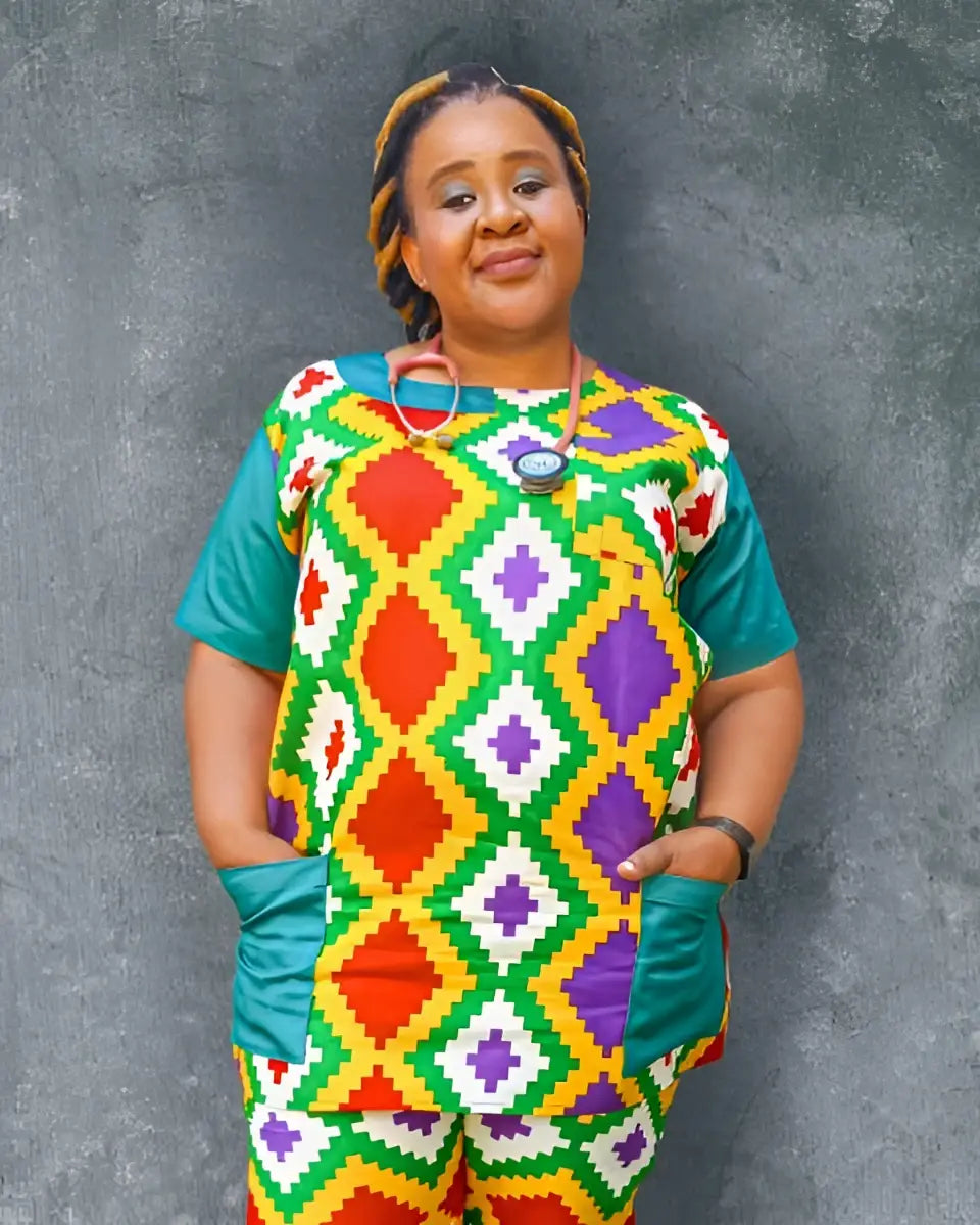 African Print Scrub - Top Only