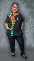 African print scrubs-with kente trimming (set) - Scrubs