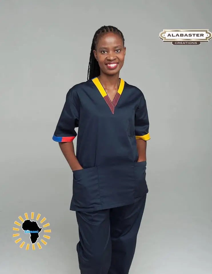 Ndebele Print V-neck - Zamani Range - Scrubs