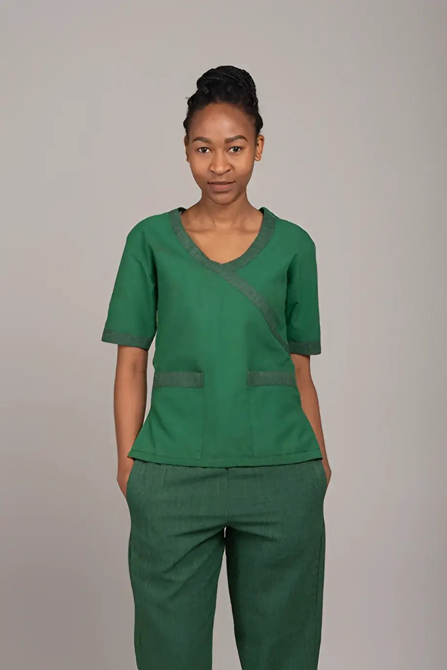 Plain Mock wrap top and trouser-Zihle range - Scrubs