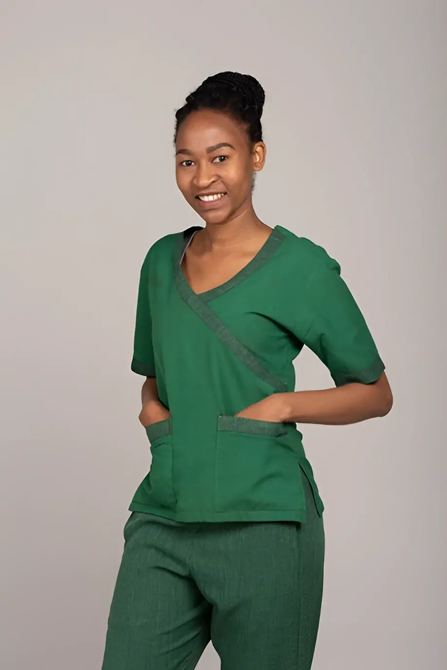 Plain Mock wrap top and trouser-Zihle range - Scrubs