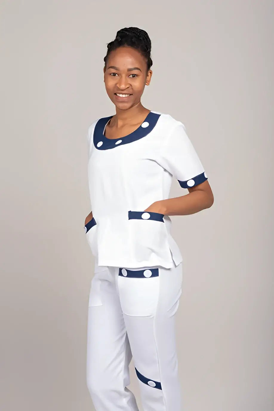 Round neck dots-Zanele range-set - Scrubs