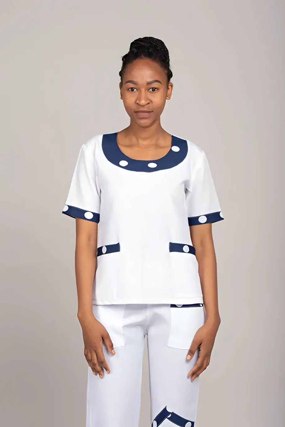 Round neck dots-Zanele range-set - Scrubs