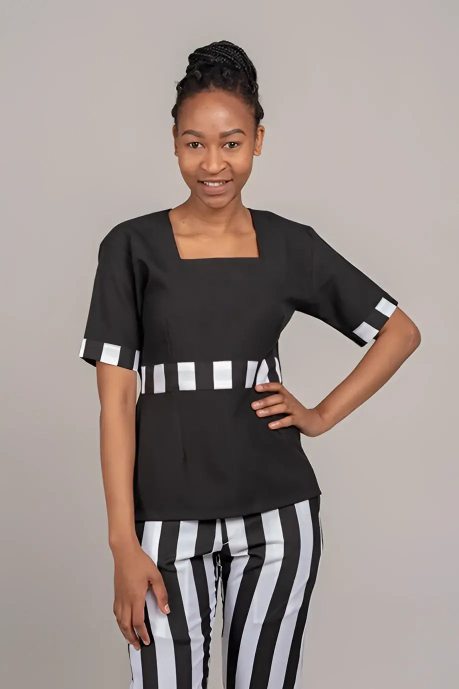 Square neck scrubs with trimmings-Zihle range - Scrubs