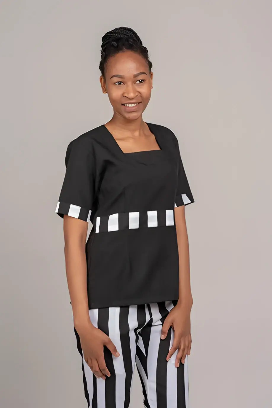 Square neck scrubs with trimmings-Zihle range - Scrubs