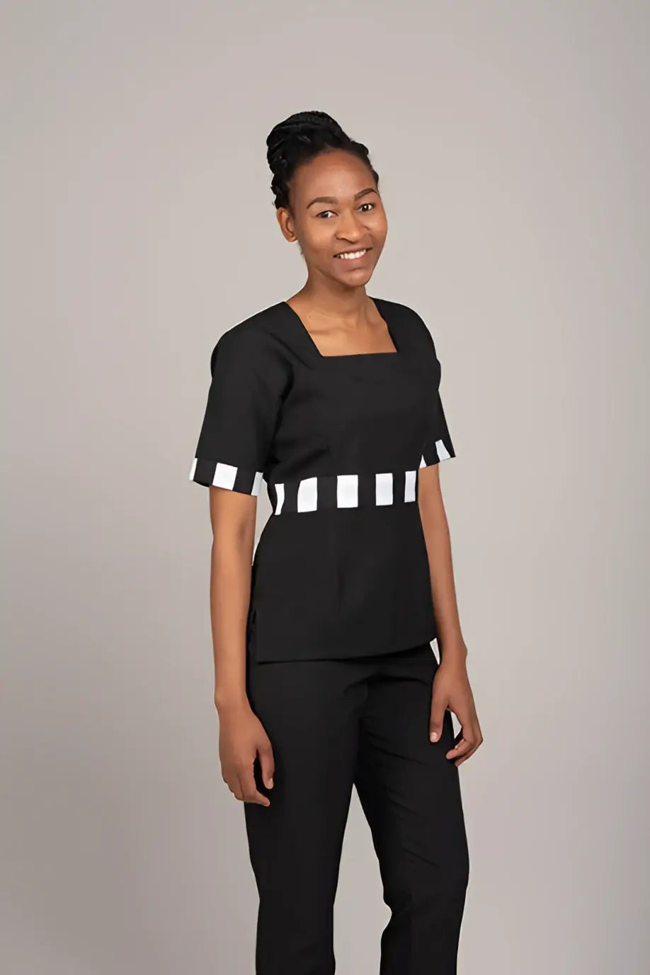 Square neck scrubs with trimmings-Zihle range - Scrubs