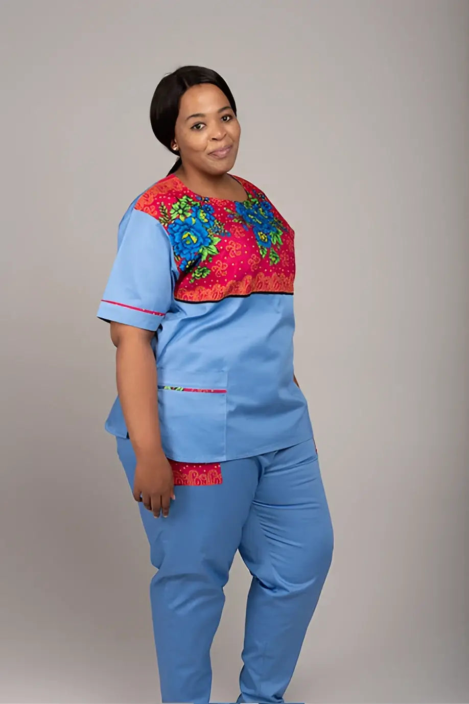 Tsonga Print Round Neck - Zamani Range - Scrubs