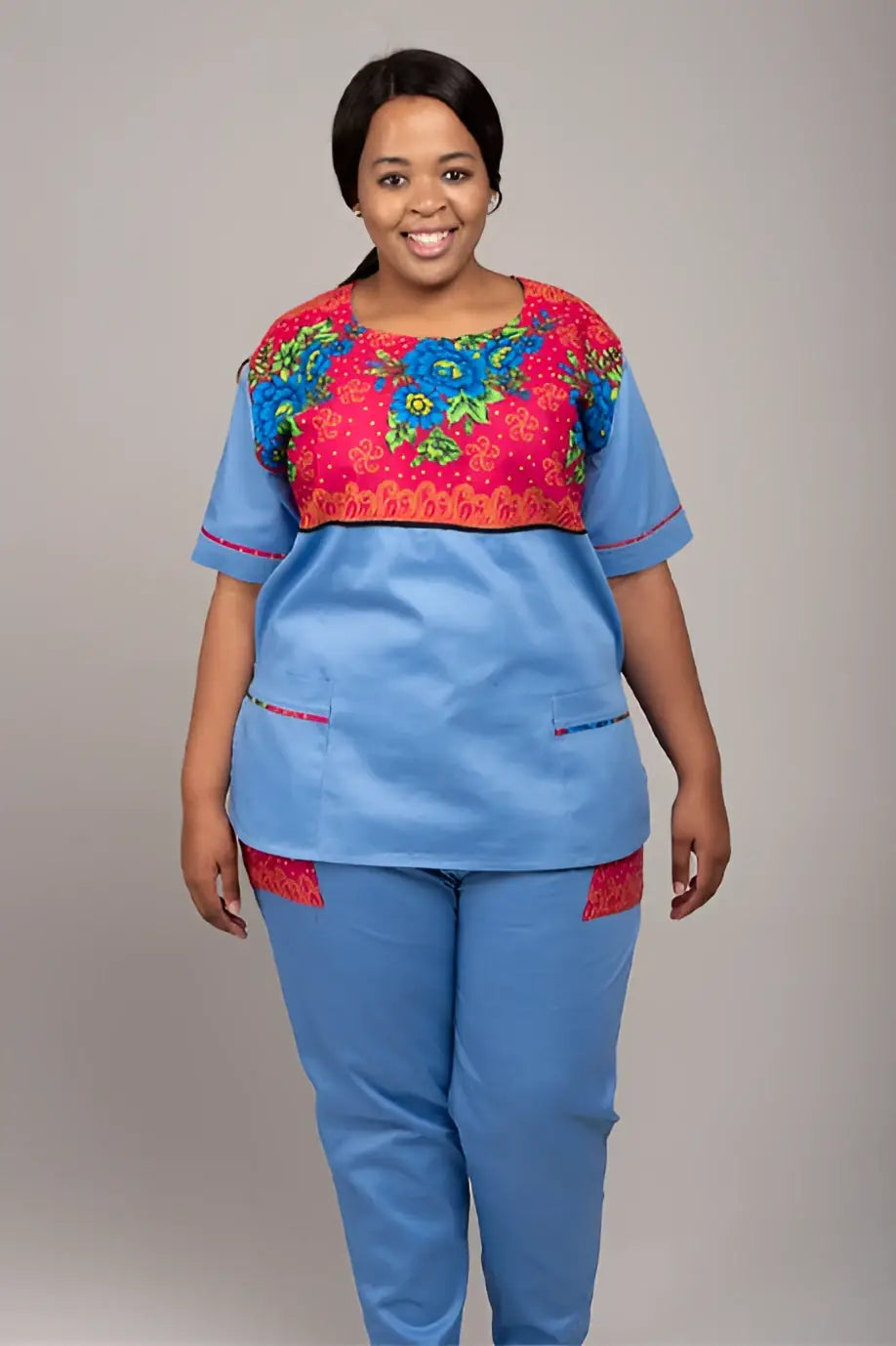 Tsonga Print Round Neck - Zamani Range - Scrubs