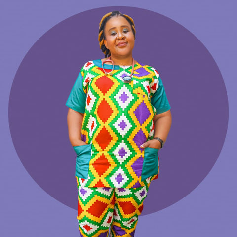 African Print Scrub - Top Only